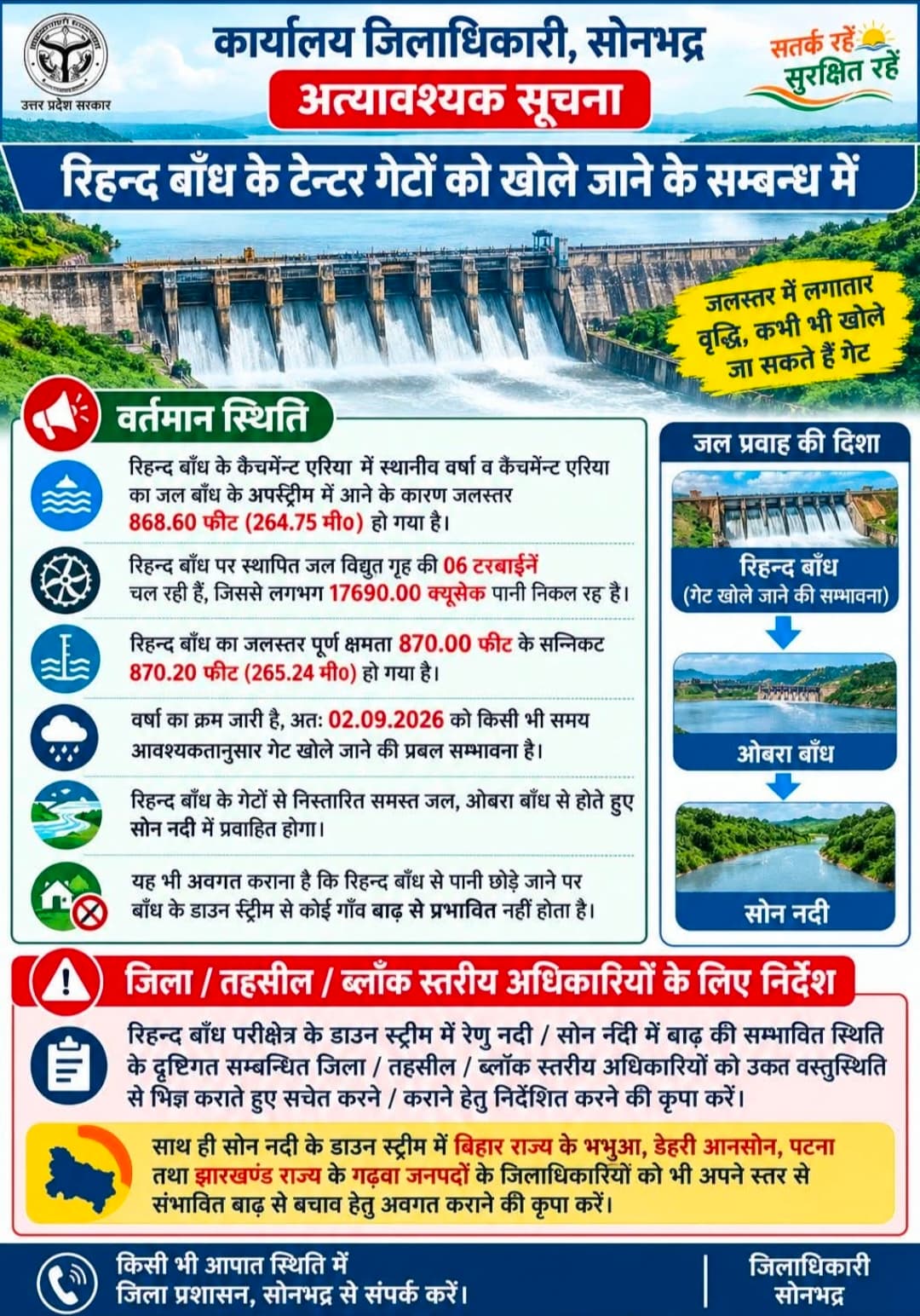 रिहन्द बाँध : आवश्यक सूचना एवं सतर्कता की अपील
